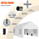 JAMFLY Carport, 12x20 ft Heavy Duty Carport with Roll-up Windows, Portable Garage with Removable Sidewalls & Doors, Car Canopy with Sandbags and All-Season Tarp for Car Boat Truck Motorcycle JAMFLY