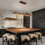 EDISLIVE Wood Linear LED Pendant Light Dimmable LED Chandelier 41.3 in Adjustable Linear Hanging Light Fixture 3000K 20W Island Light for Dinning Room Kitchen EDISLIVE