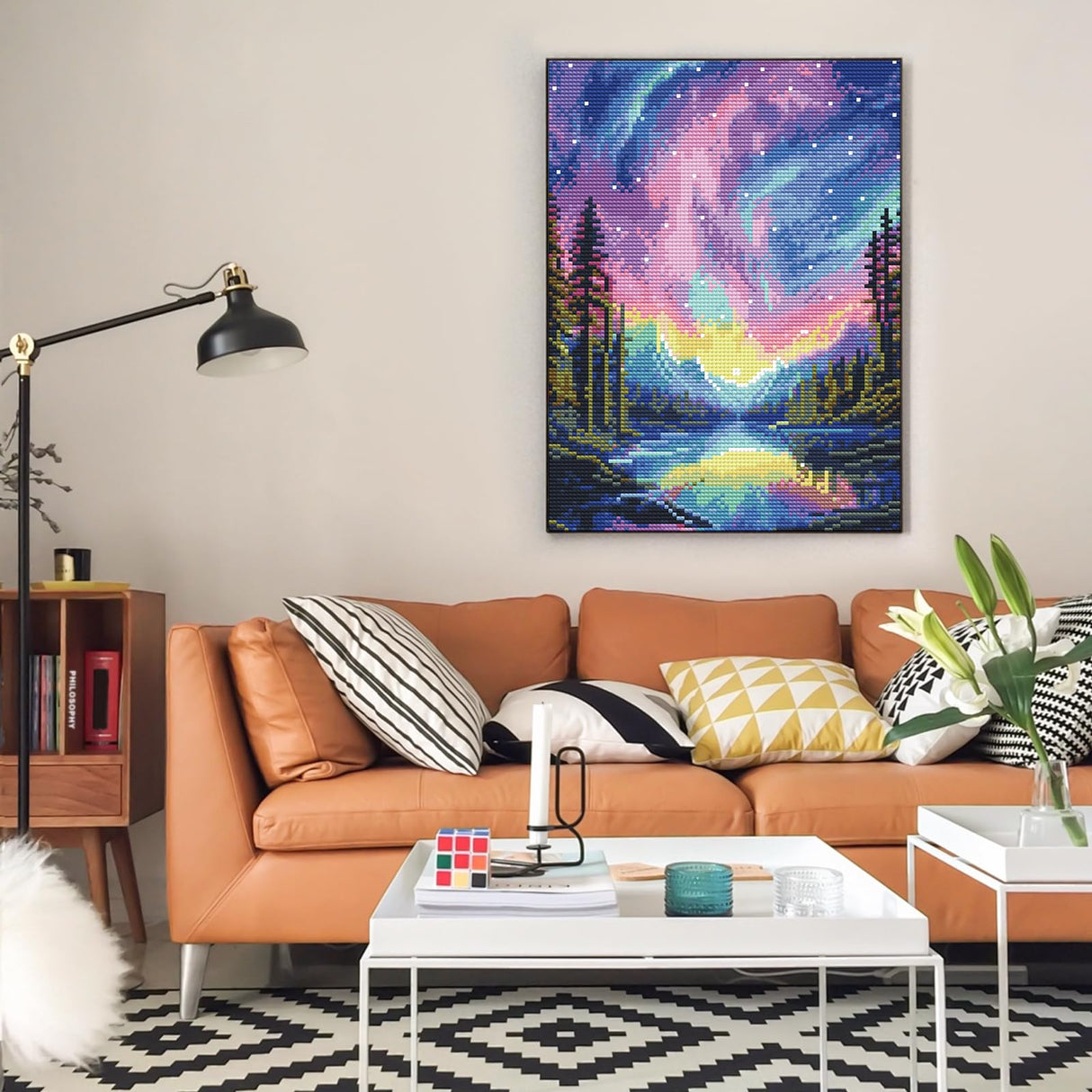 Offito Aurora Diamond Art Kits for Adults, 5D Starry Sky Lake Diamond Painting Kits for Beginners, Fantastic Landscapes DIY Full Drill Dots Gem Art Paint for Home Wall Decor 12 x 16 Inch Offito