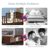 Costzon 2-in-1 Convertible Toddler Bed Frame with Safety Guardrails & Footboard - Brown Costzon