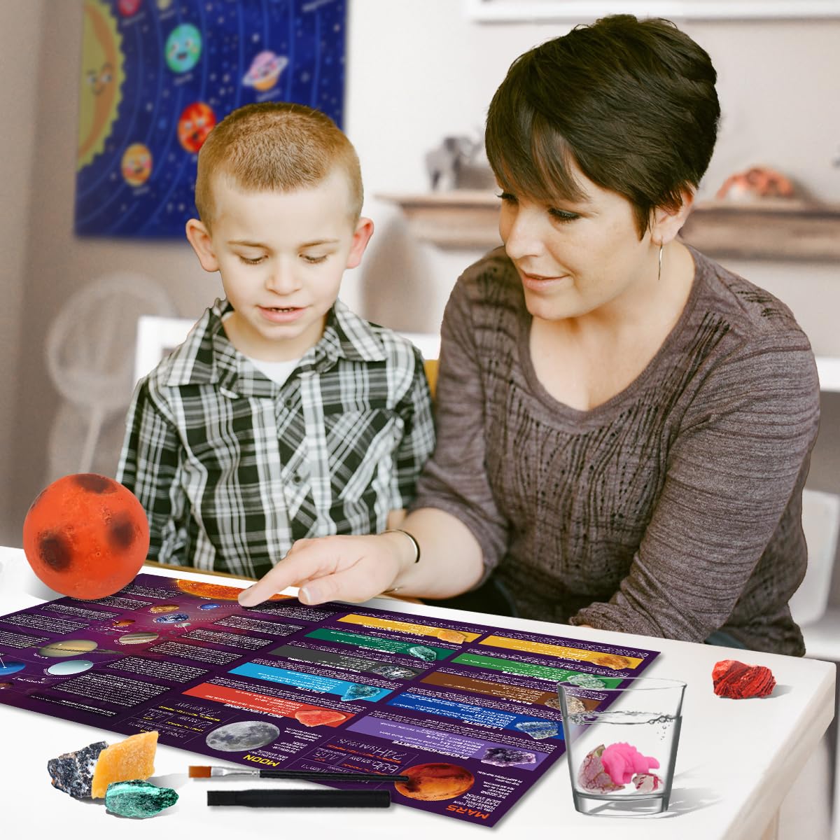 PIBEX Gemstone Dig Kit, Dig up 15 Rocks & Minerals from Earth Moon Mars, Solar System Planets Geology Science Set, Space Rock Mining Toys for Kids, STEM Gift for Boys & Girls Age 6-8-12 PIBEX