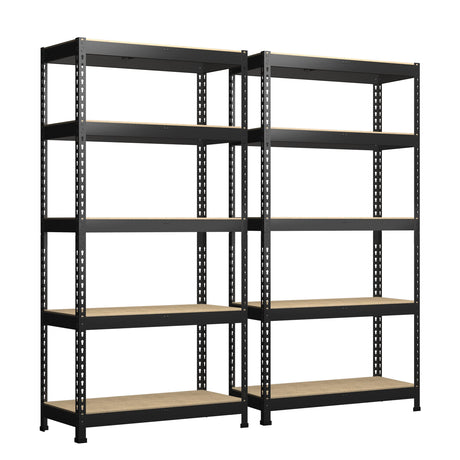PrimeZone Storage Shelves 2 Packs 5 Tier Adjustable Garage Storage Shelving, Heavy Duty Metal Storage Utility Rack Shelf Unit for Warehouse Pantry Closet Kitchen, 35.5" x 15.75" x 71", Black PrimeZone