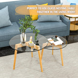 Bambloom Glass Coffee Table, Round Clear Nesting Tables Set of 2, Transparent Modern Accent Living Room Side Table End for Home Office Apartment Sofa, Easy Assembly Bambloom