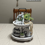 Houmury Set of 8 Farmhouse Tiered Tray Decor with 1 Artificial Succulent Plant & 1 Artificial Plant for Rustic Home Sweet Home Kitchen Decor Tier Tray Decor Set Houmury