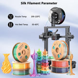 Comgrow Silk Shiny Rainbow Multi-Color 3D Printer Filament, Comgrow 3D Printing Materials Silk PLA 1.75mm, 3D Printing Filament +/-0.02mm, 250g X 4 Spool Red Gold + Red Green + Red Blue + Blue Green Comgrow