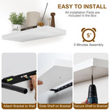 55 Inch Floating Shelf - Rustic Wood Shelves for Wall - 8 Inch Deep Floating Shelves - 55 Inch Fireplace Mantel Shelf - Wall Mounted Wooden Display Shelf- White - Set of 1 Fun Memories