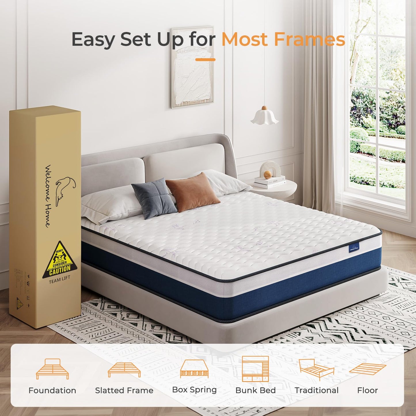 Vesgantti Tight Top Series - 10 Inch Innerspring Hybrid Full Mattress/Bed in a Box, Medium Firm Plush Feel - Multi-Layer Memory Foam and Pocket Spring - CertiPUR-US Certified