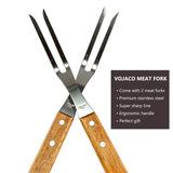 VOJACO Carving Fork, Meat Fork (2 Pack), 13 Inch Cooking Forks with Wooden Handle, Heavy Duty Stainless Steel BBQ Fork, Long Metal Chef Kitchen Forks for Barbecue, Serving, Cooking, Grilling, Roasting VOJACO