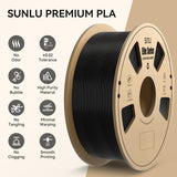 SUNLU Elite PLA 3D Printer Filament 1.75mm, Fit Most FDM 3D Printers, Neatly Wound, Dimensional Accuracy +/- 0.02 mm, 1kg Spool (2.2lbs), Black YOOPAI