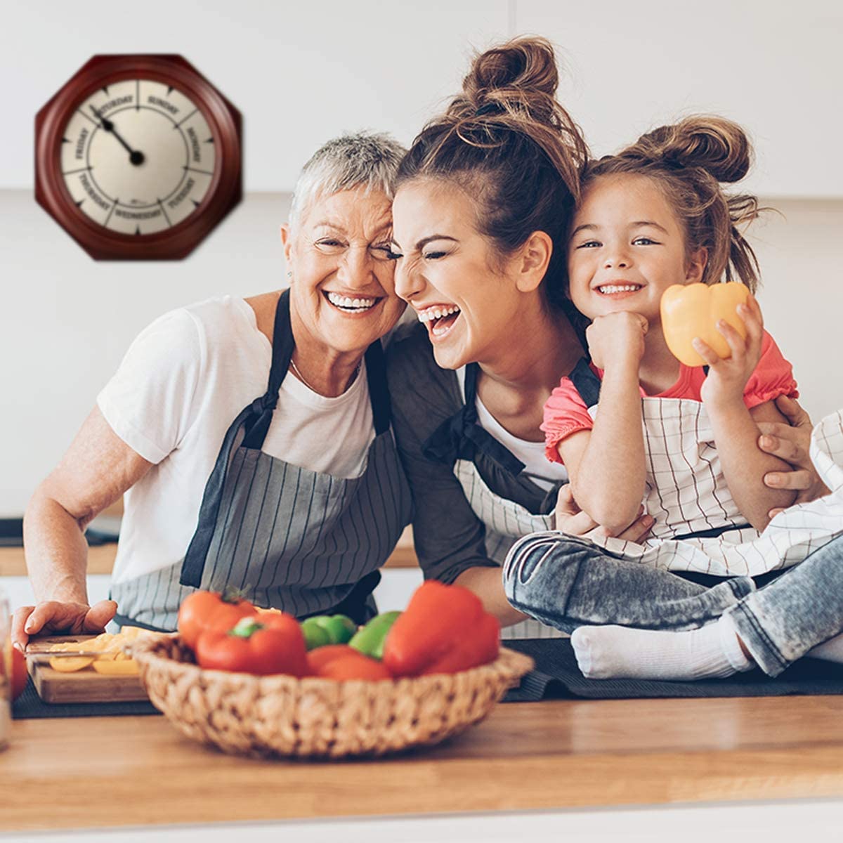 DayClocks Classic Day of The Week Wall Clock with Solid Wood Frame – Calendar Day Clock – Ideal Retirement Gift for Men & Women – Mahogany, 10" DayClocks