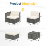 Wisteria Lane 5 Piece Outdoor Patio Furniture Set, All Weather Wicker Rattan Sectional Sofa Conversation Set with Cushions & Glass Coffee Table, Ideal for Backyard Porch Garden Balcony, Beige Wisteria Lane