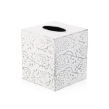 Modern Farmhouse Tissue Box Cover, Decorative Tissue Box Holder, Square Tissue Box Cover, Country Chic Distressed White Tissue Box Cover, Rustic Metal Tissue Box Cover, Kleenex Holder for Bathroom CRAFTSMAN ROAD