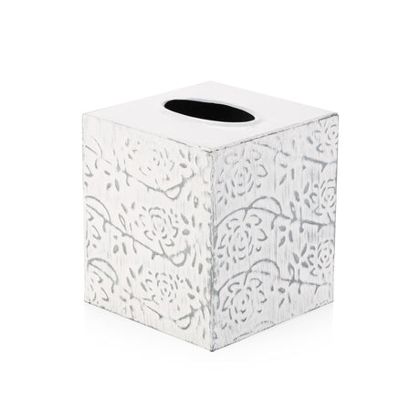 Modern Farmhouse Tissue Box Cover, Decorative Tissue Box Holder, Square Tissue Box Cover, Country Chic Distressed White Tissue Box Cover, Rustic Metal Tissue Box Cover, Kleenex Holder for Bathroom CRAFTSMAN ROAD