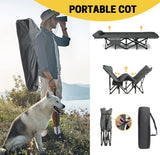 ATORPOK Camping Cot for Adults with Cushion and Pillow, Portable Folding Bed for Sleeping, Lightweight Tent cot with Carry Bag Supports 450 lbs (Grey) ATORPOK