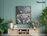 Figured'Art Paint by Numbers Kit for Adults Three Birds in The Snow 16"x20" - Craft Art Painting Rolled Canvas with DIY Wooden Frame Figured'Art