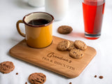 Personalized Tea & Biscuits Board - Engraved Wooden Serving Platter for Tea, Coffee, and Snacks, Ideal for Housewarming, Grandparent Gifts, and TRENDSHOPIC