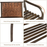 S AFSTAR Outdoor Garden Bench, Brown, Iron, Metal, Polyethylene, Rattan, 50.5 in Width, 2 Adults S AFSTAR