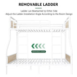 Jocoevol Bunk Bed Twin Over Full, Heavy Duty Metal Bunkbeds with Ladder and Full-Length Guardrail, Convertible into 2 Individual Beds for Kids, Teens and Adults, Under-Bed Storage Space, White Jocoevol