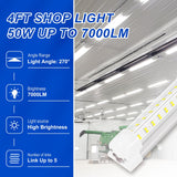 XLNYUUI Led Shop Lights, 4FT LED Light 50W 6500K 7000LM Led Daylight,Led Garage Light,Linkable Clear Cover Integrated V-Shape for Garage Warehouse Workbench Workshop(2-Pack) XLNYUUI