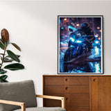 DIY 5D Diamond Painting Kits for Adults Diamond Art Motorcycle in The Rainy Night Rhinestone Diamond Embroidery Motorcycle Craft Kits for Living Room Bedroom Wall Decor Gift 12x16in / 30x40cm BRTITA