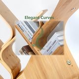 Modern Bamboo Tree Bookshelf, Creative Curved Standing Bookcases, Book Storage Organizer Shelves, Display Floor Book Shelf Space Saver Rack for Home Office Living Room Bedroom (Natural 6-Tier) briteman