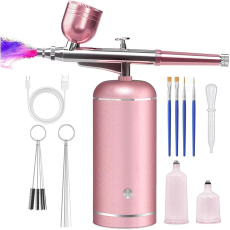 Airbrush Kit with Compressor - 48PSI High-Pressure, Non-Clogging Air Brush Set Cordless Rechargeable with 0.3mm Nozzle and Cleaning Brush for Nail Art, Makeup, Painting, and Cake Decorating LOISVI