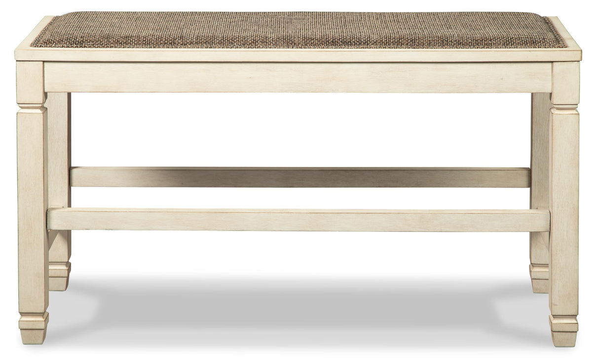 Signature Design by Ashley Bolanburg Double Upholstered Bench, Counter Height, Whitewash Signature Design by Ashley