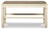 Signature Design by Ashley Bolanburg Double Upholstered Bench, Counter Height, Whitewash Signature Design by Ashley