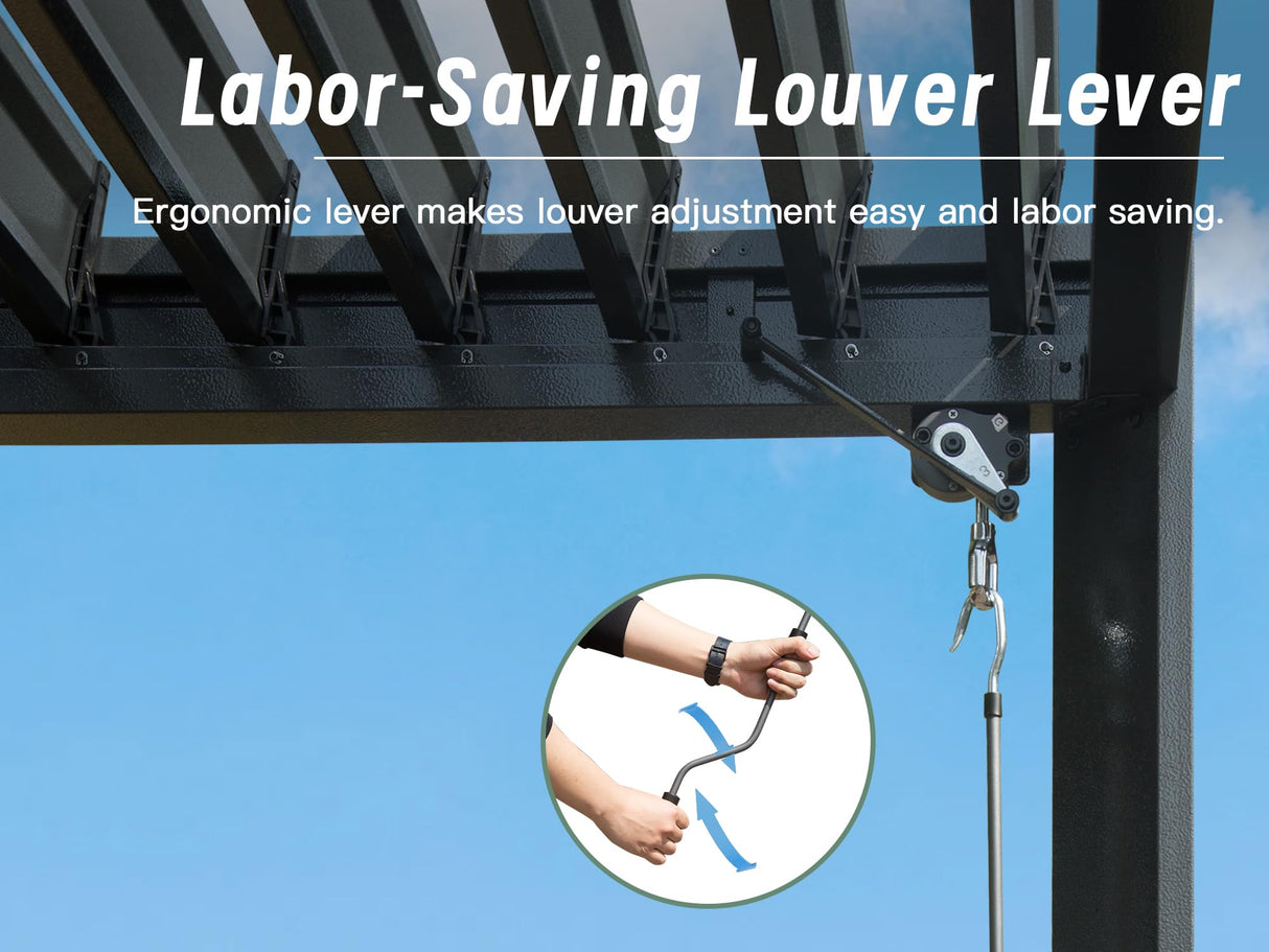 Domi 10' x 16' Louvered Pergola Outdoor Aluminum Pergola with Adjustable Roof, Aluminum Frame, Efficient Drainage System for Patio, Deck, Garden (Gray) domi outdoor living