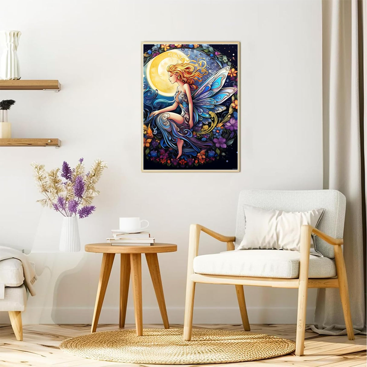 EATUKYIC 5D Fairy Diamond Painting Kits for Adults Fairy with Moon Full Drill Diamond Dots Paintings Fairy Round Paint with Diamonds Pictures Gem Art Painting Kits DIY Crafts Kits 12x16 inch EATUKYIC