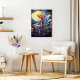 EATUKYIC 5D Fairy Diamond Painting Kits for Adults Fairy with Moon Full Drill Diamond Dots Paintings Fairy Round Paint with Diamonds Pictures Gem Art Painting Kits DIY Crafts Kits 12x16 inch EATUKYIC