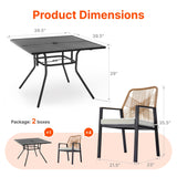 SUNCOZE Outdoor Patio Dining Set, 5 Pieces Rattan Patio Table and Chairs Set with Cushion and Umbrella Hole, Wicker Outdoor Patio Furniture Sets of 4 for Backyard and Porch, Beige SUNCOZE