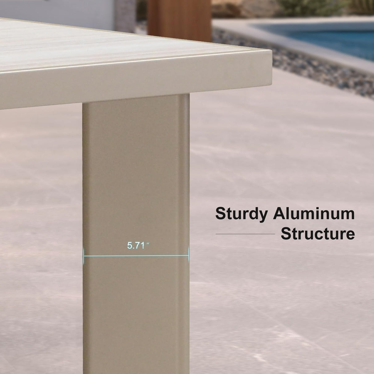 PURPLE LEAF 9 Pieces Patio Dining Set Aluminum Modern Rectangular Table and Wicker Chairs with Cushions for Kitchen Porch Garden Outdoor Furniture Sets, Champagne PURPLE LEAF