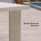 PURPLE LEAF 9 Pieces Patio Dining Set Aluminum Modern Rectangular Table and Wicker Chairs with Cushions for Kitchen Porch Garden Outdoor Furniture Sets, Champagne PURPLE LEAF