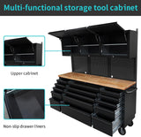 CHETTO 72-inch Tool Chest Rolling Tool Cabinet with 15 Storage Drawers 4 Wheels 3 Upper Cabinet SS-Pegboard Workbench Black CHETTO C