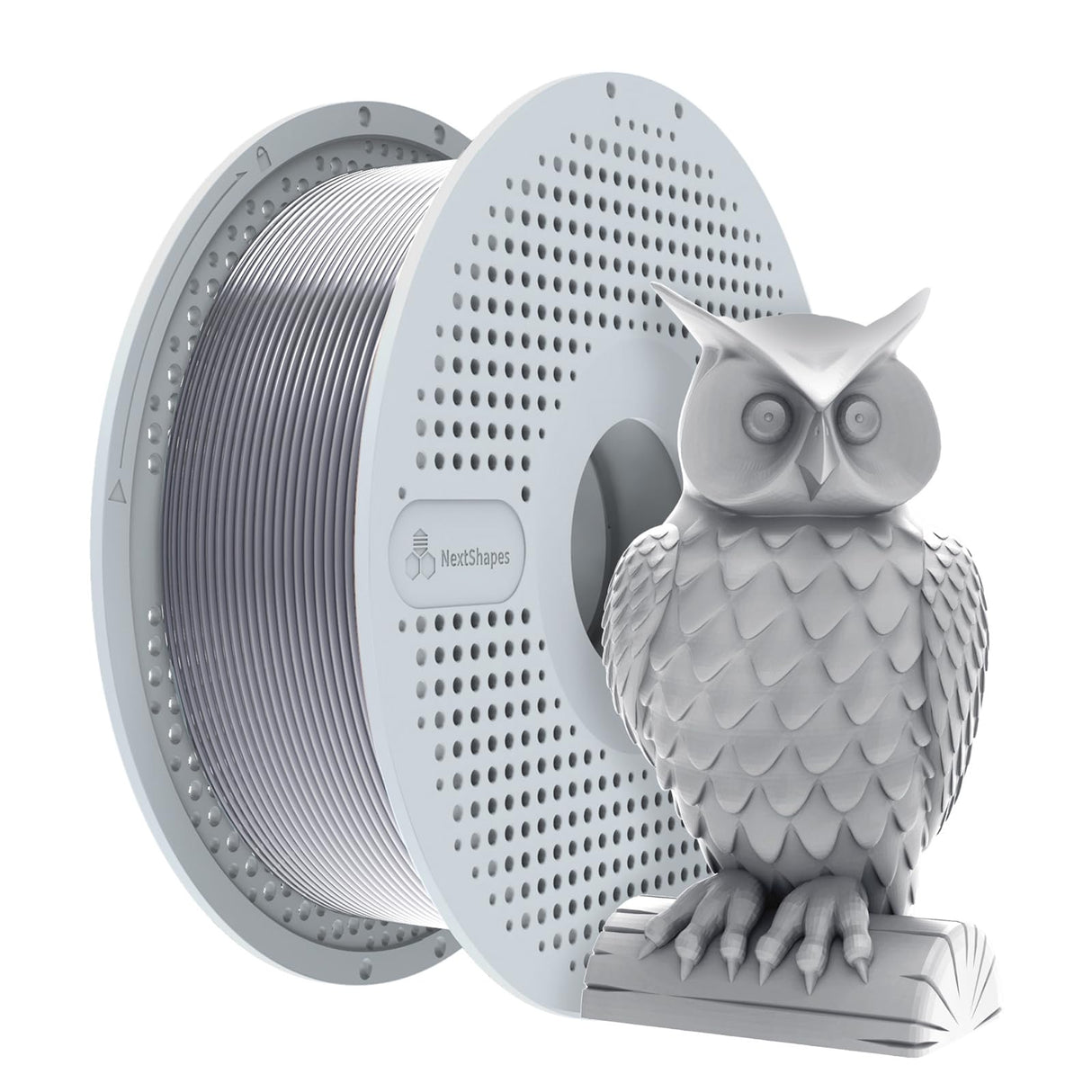 NextShapes Standard PLA 1.75mm with Reusable Spool Set, Detachable & Easy to Use, Neatly Wound & High Speed 3D Printing Filament for Most FDM 3D Printers (Silver, 1000g) NextShapes