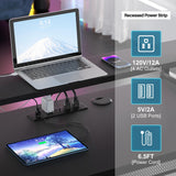 Unikito U Shaped Computer Desks, Reversible Office Desk with LED Strip and Power Outlets, L Shaped Table with Full Monitor Stand and Storage Shelves, 83 Inch Large U- Shape Gaming Desk, Black Unikito