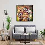 Lophomie Diamond Art Kits for Adults, 5D DIY Cat Diamond Painting Kits for Adults Beginners, Diamond Dots Kits Gem Arts Crafts for Home Wall Decor 14x14 Inch Lophomie