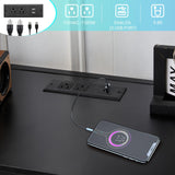 Karl home Twin Metal Loft Bed with Desk, with Power Outlet and LED Lighted, Safety Guardrail & Ladder, Space Saving, No Noise, No Box Spring Needed, Black Karl home