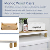 AuldHome Farmhouse Wooden Risers (Set of 2, Rectangular); Rustic Decorative Pedestal Stands for Display w/ Natural Mango Wood and Enamel Trim AuldHome Design