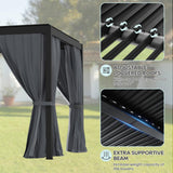 LVUYOYO Louvered Pergola 10' x 10', Outdoor Pergola with Adjustable Roof, Patio Aluminum Frame Metal Gazebo with Curtains and Netting for Patio, Backyard, Garden, Deck (Black) LVUYOYO