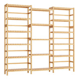 FOTOSOK Triple Wide 6-Tier Bookshelf and Bookcase,Large Freestanding Book Shelf with 17 Open Display Shelves, Tall Bookshelf Plant Flower Shelf Rack Storage Organizer Unit for Living Room, Natural FOTOSOK