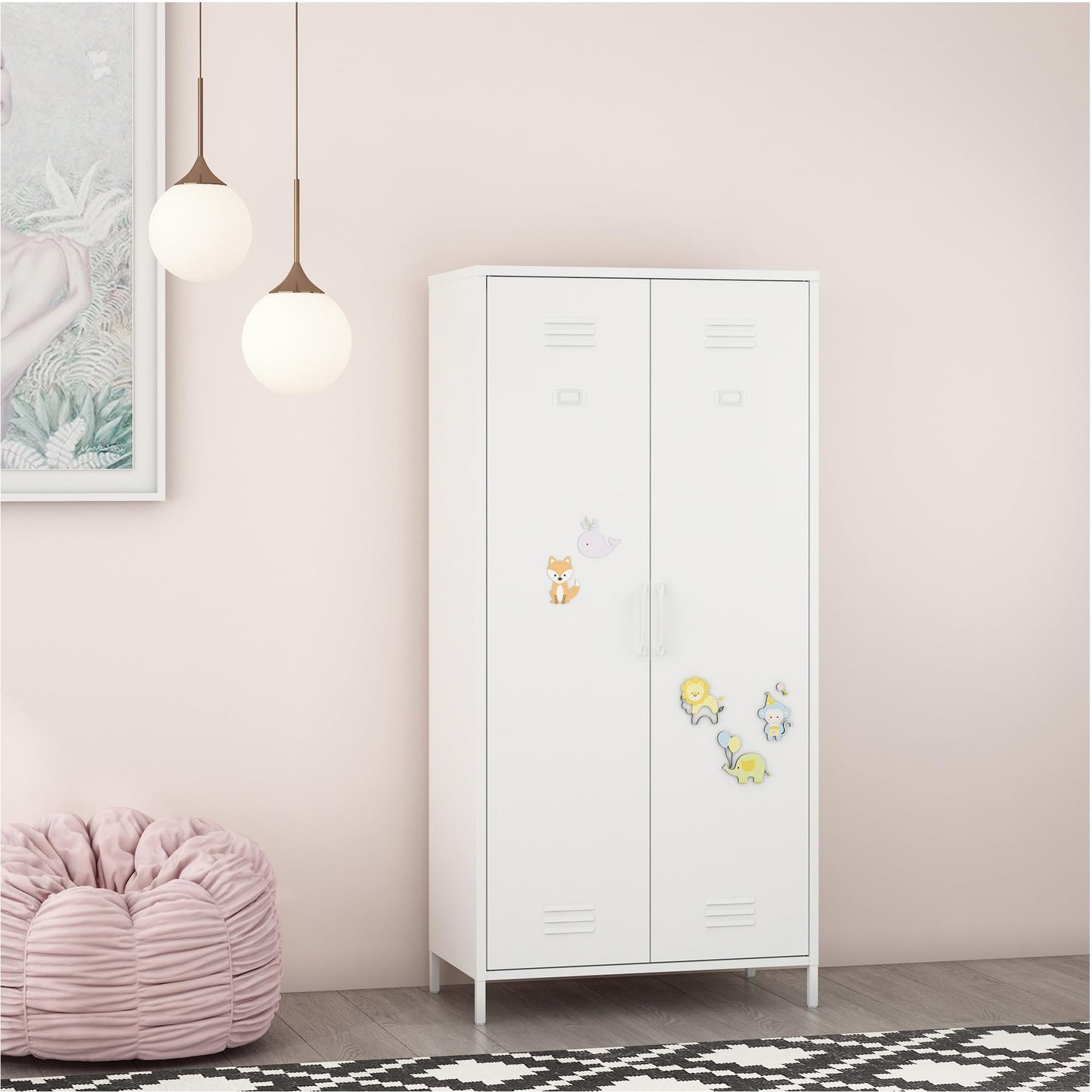 Steehoom Metal Armoire, Wardrobe Closet Cabinet with Hanging Rod and Shelves for Bedroom, Changing Room, Laundry Room, Office (White) - WoodArtSupply