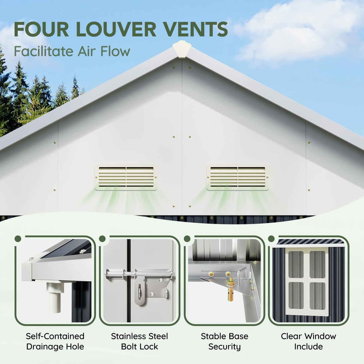 Grovellis 8x10 FT Outdoor Metal Storage Shed, Single Door, 1 Clear Window, Tool Shed for Garden, Patio, Backyard Nightblue Grovellis