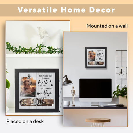 X-partner Pet Memorial Frame with Collar Holder – Dog and Cat Loss Remembrance Gift – You were My Favorite Hello and Hardest Goodbye – Sympathy Keepsake Frame for Pet Lovers X-partner