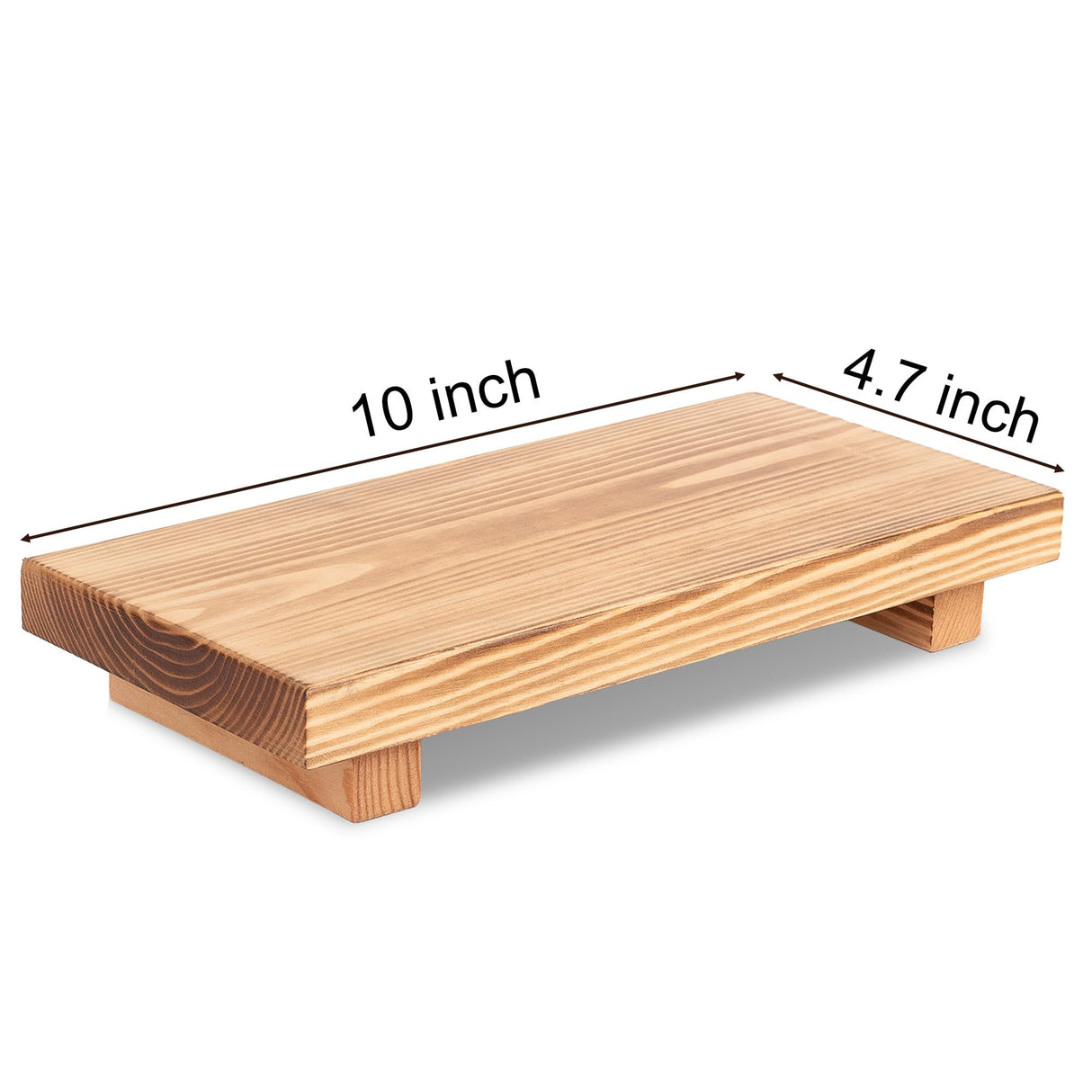 Bathroom Counter Organizer Wood Pedestal Stand Farmhouse Decorative Tray Soap Holder for Kitchen Decor, Large 10" x 4.5" - Brown zoocatia