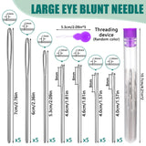 Bupete 65 Pcs Large Eye Blunt Needles Set, 12 Sizes Large Eye Sewing Needles, Tapestry Needles, Yarn Needles with Threaders, Embroidery Needles for Hand Sewing for Knitting Sewing Bupete