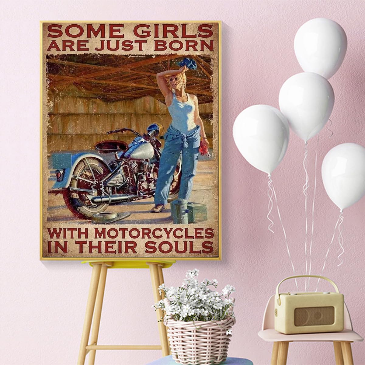 Women are Born with Motorcycles DIY Diamond Painting Kits for Adults Paint with Round Full Drill Gem Art Painting Kit for Home Wall Decor Gifts 12x16 Inch UPABLUNSO