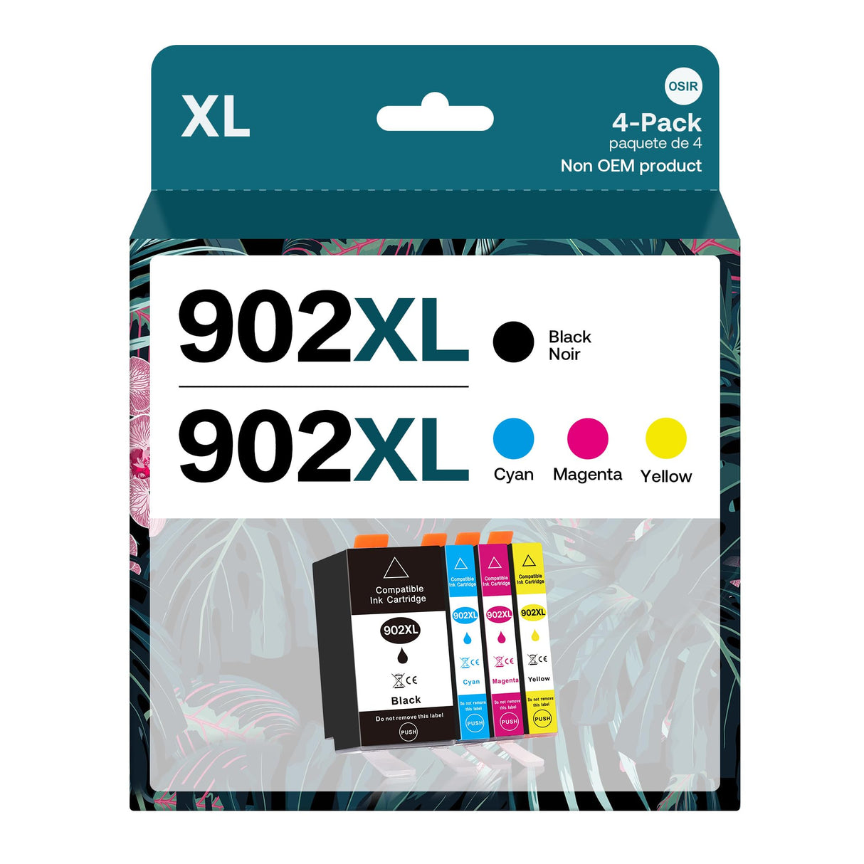 OSIR 902XL Compatible for 902 XL Ink Cartridge Combo Pack High Yield Replacement Work for Officejet Pro 6978 6960 6962 6968 6954 6958 6950 6951 6970 Printers (Black, Cyan, Magenta, Yellow, 4 Pack) OSIR