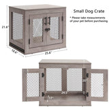 unipaws Dog Crate Furniture, Wooden Dog Kennel for Small Breed, Indoor Decorative Wood Dog Cage, Inside Side End Table Crate with Tray and Dog Bed for Puppy, Cats, Min Pigs, Rabbit, Up to 25 lbs unipaws
